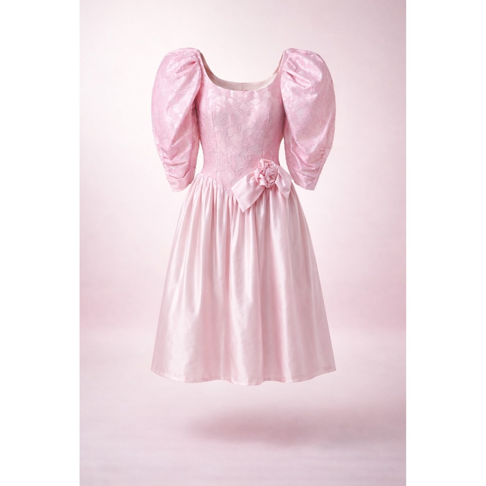 Alfred Angelo Pink‎ and White Midi Dress